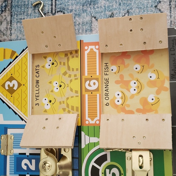 Melissa and Doug Wooden Latches Locks Activity Play Board - Picture 4 of 9